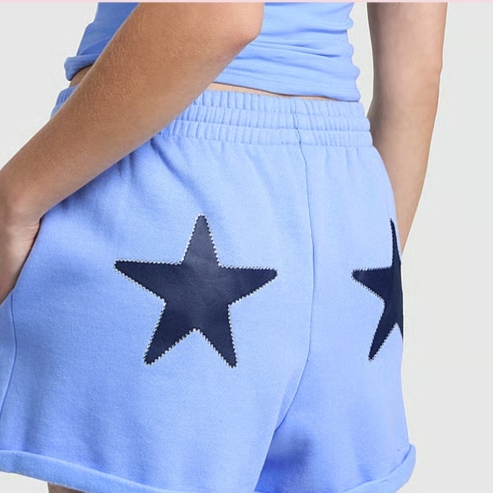 Pink By Victoria's Secret Blue Rolled Hwm Shorts - Picture 2 of 2